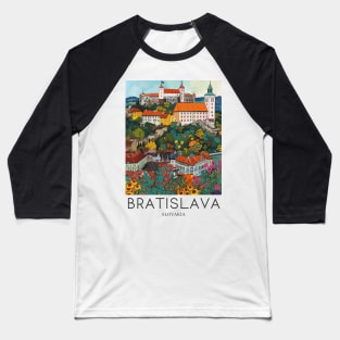 A Pop Art Travel Print of Bratislava - Slovakia Baseball T-Shirt